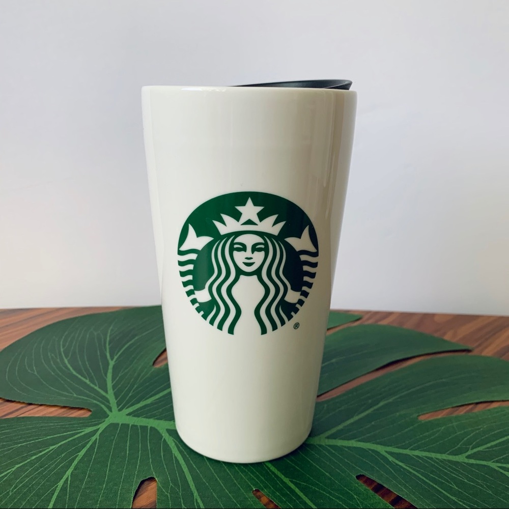 Starbucks Ceramic Coffee Cup Twist Open Lid 12oz